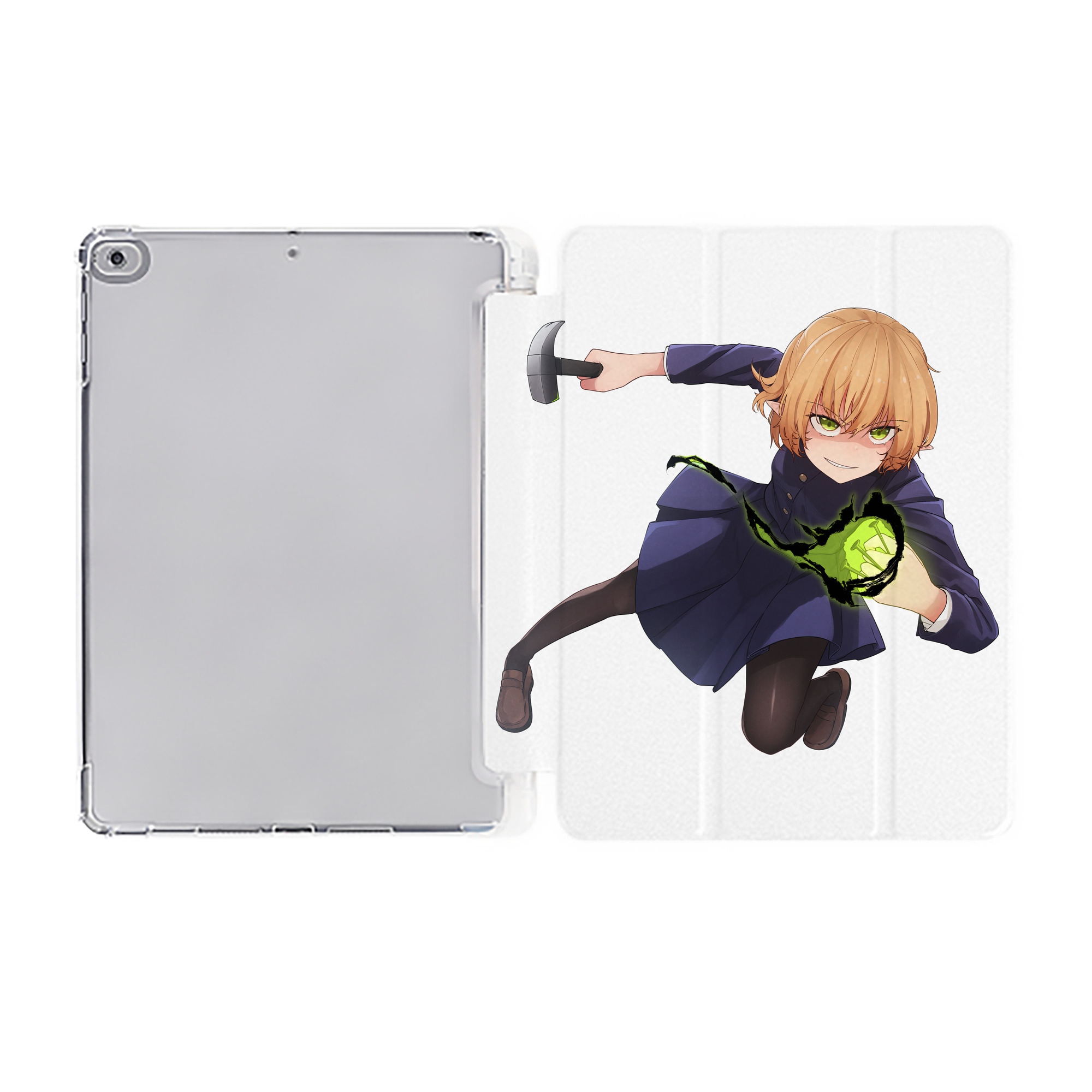 （画像用） 呪術廻戦 Jujutsu Kaisen IPad ケース ペン収納付き 三つ折りスタンド PUレザー×シリコン 対応機種9.5/10.5/10.9インチ
